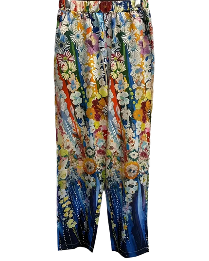 Multicolor Floral Print Wide Leg Pants