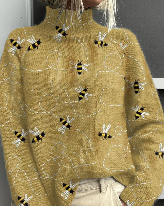 Honeybee Trail Knit Turtleneck Sweater