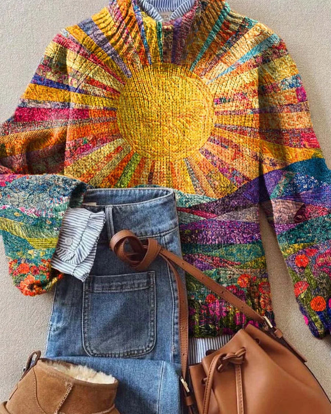 Golden Horizon Knit Turtleneck Sweater