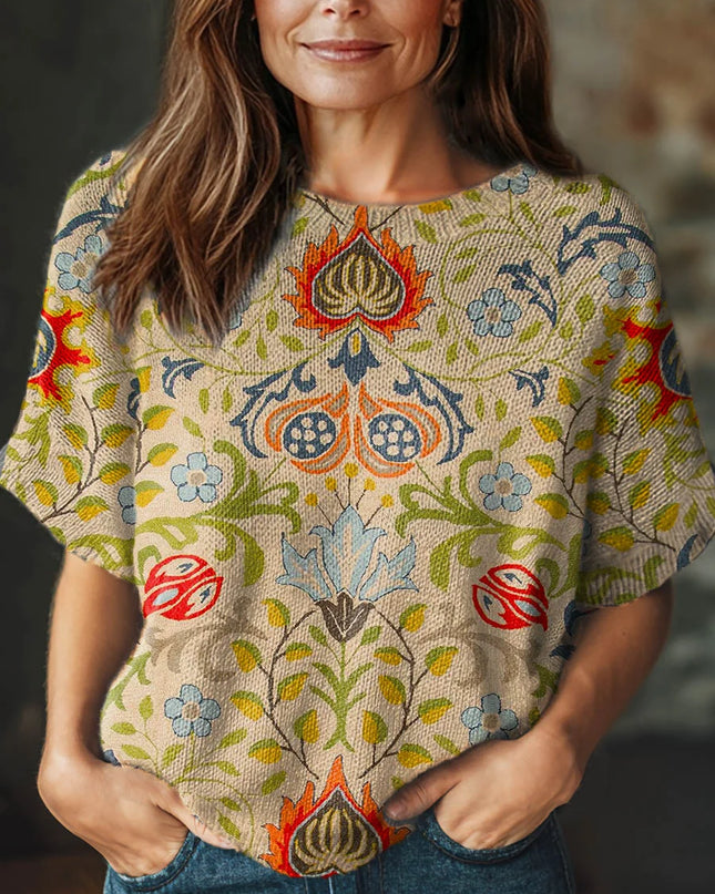 Tulip Crest Crewneck Pullover Sweater