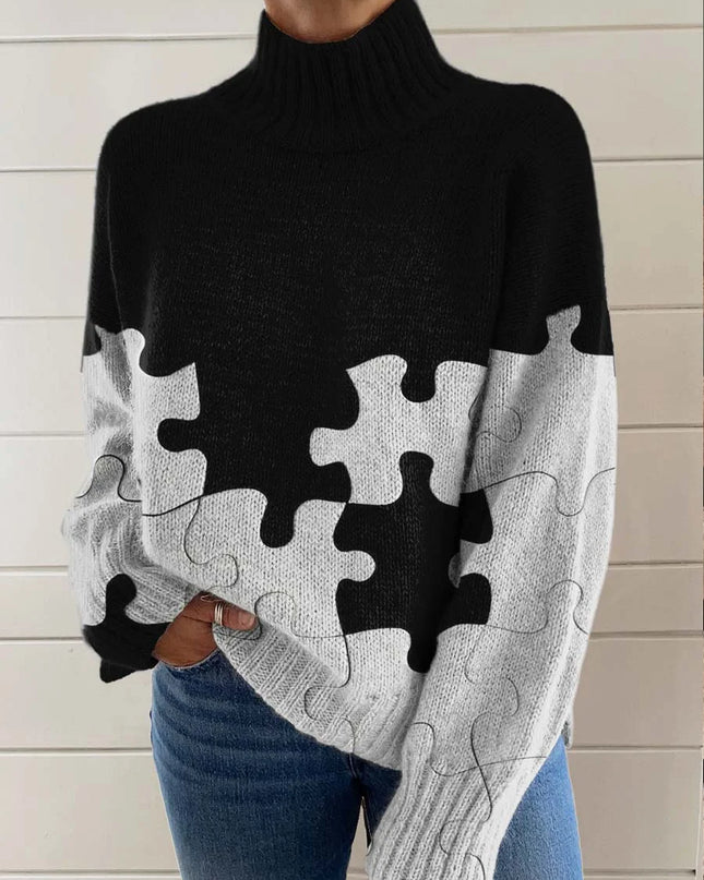 Puzzle Piece Knit Turtleneck