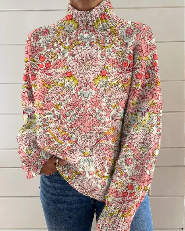 Vintage Garden Turtleneck Knit Sweater