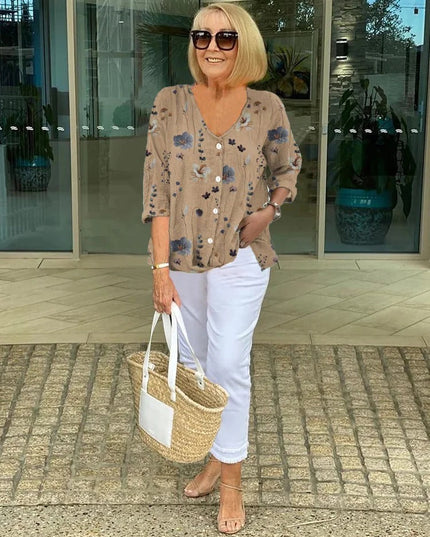 Joanne | Printed Button Tunic Top