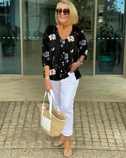 Joanne | Printed Button Tunic Top