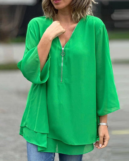 Lorelai | Chiffon Zipper Blouse