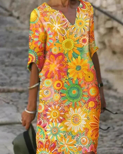 Nira | Vibrant Floral Midi Dress