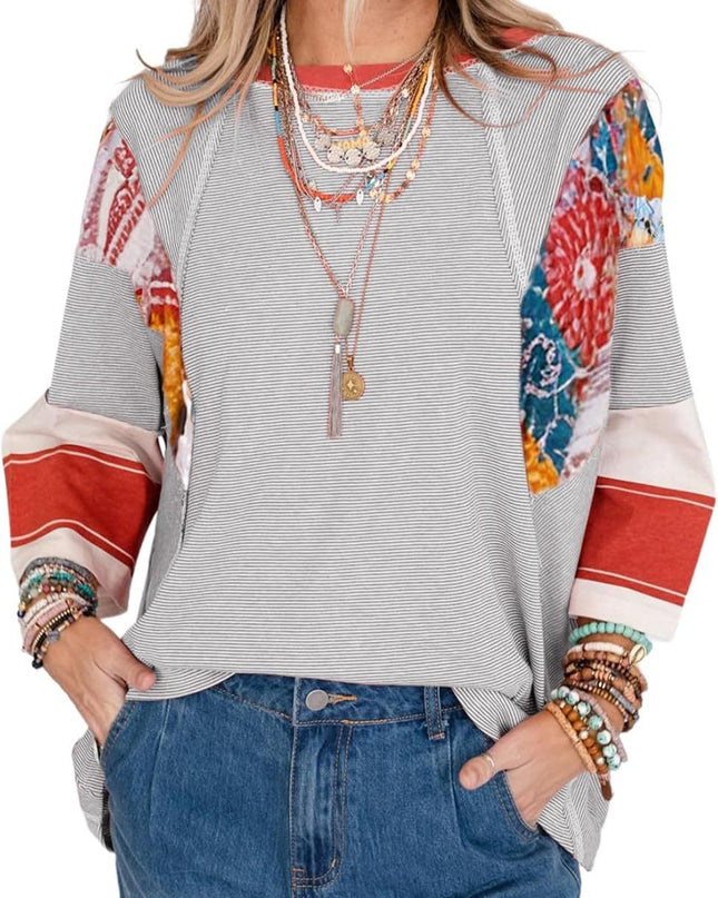 Lizzy | Striped Patch Blouse