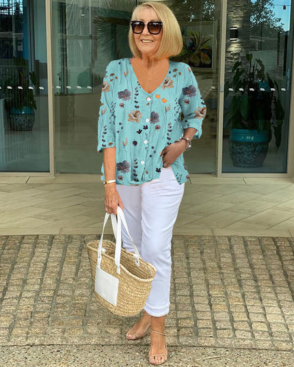 Joanne | Printed Button Tunic Top