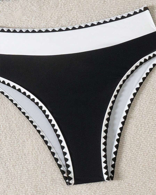 Black & White Geo-Trim Halter Bikini