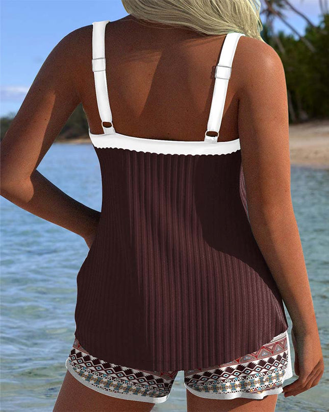 Tribal Print Shorts Tankini Set