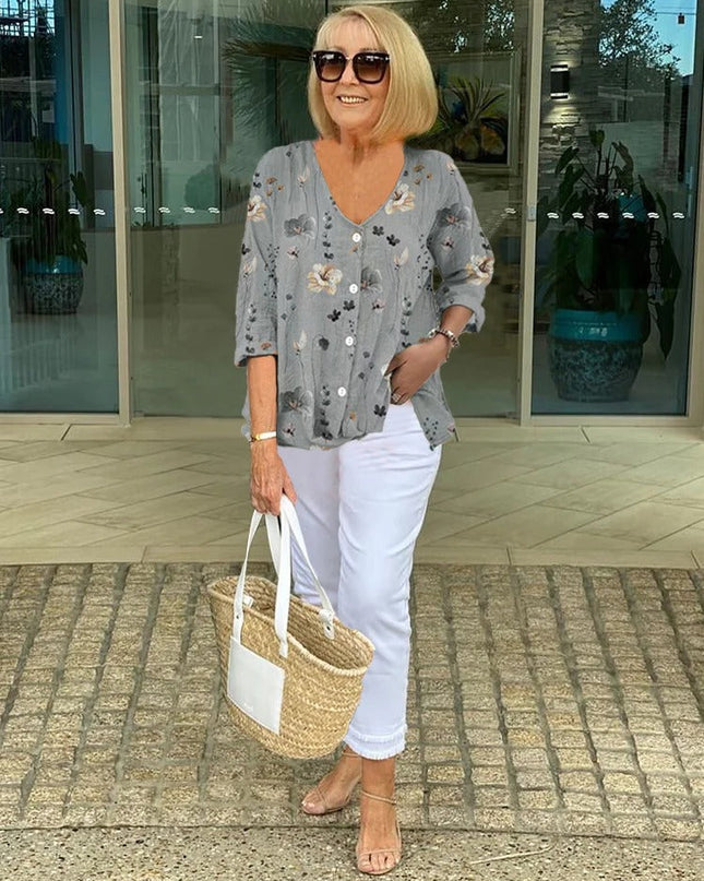 Joanne | Printed Button Tunic Top