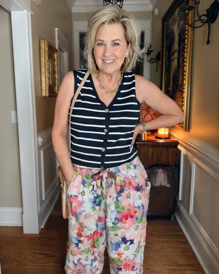 Bright Daisy Tie Front Pants