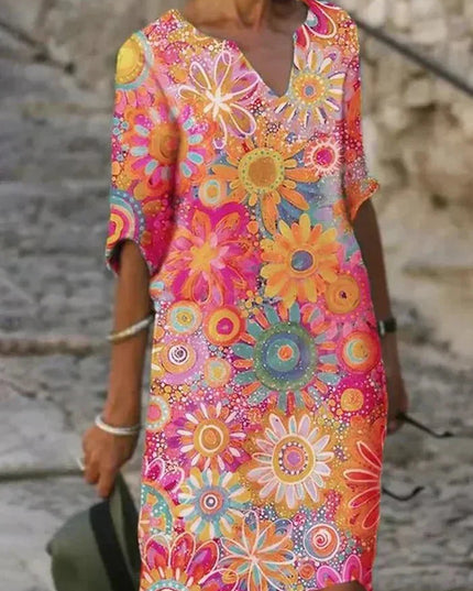 Nira | Vibrant Floral Midi Dress