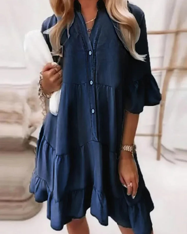 Amy | Ruffle Denim Dress