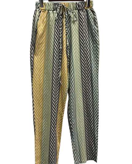 Striped Tie Front Printed Pants