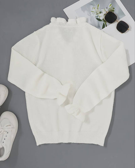 Mara | Plain Sweater With V-Neck and Buttons