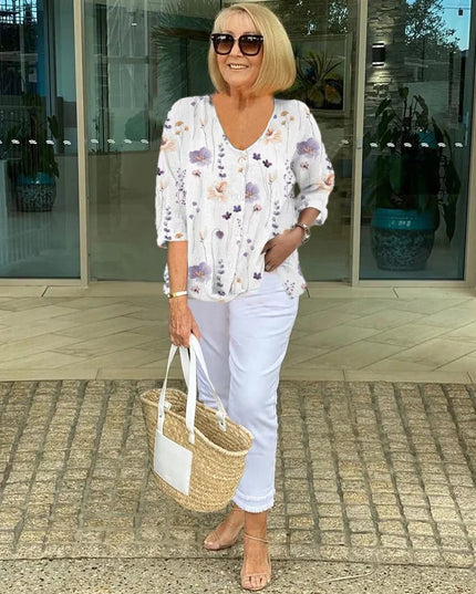 Joanne | Printed Button Tunic Top