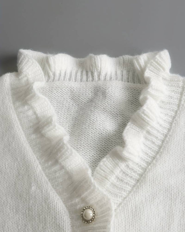 Mara | Plain Sweater With V-Neck and Buttons