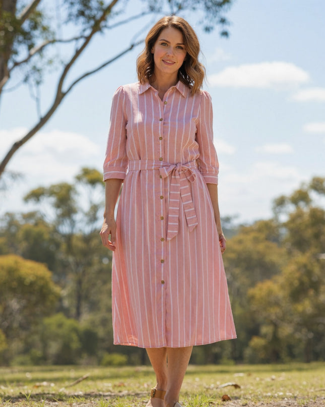Blush Shoreline™ Belted Shirt Dress